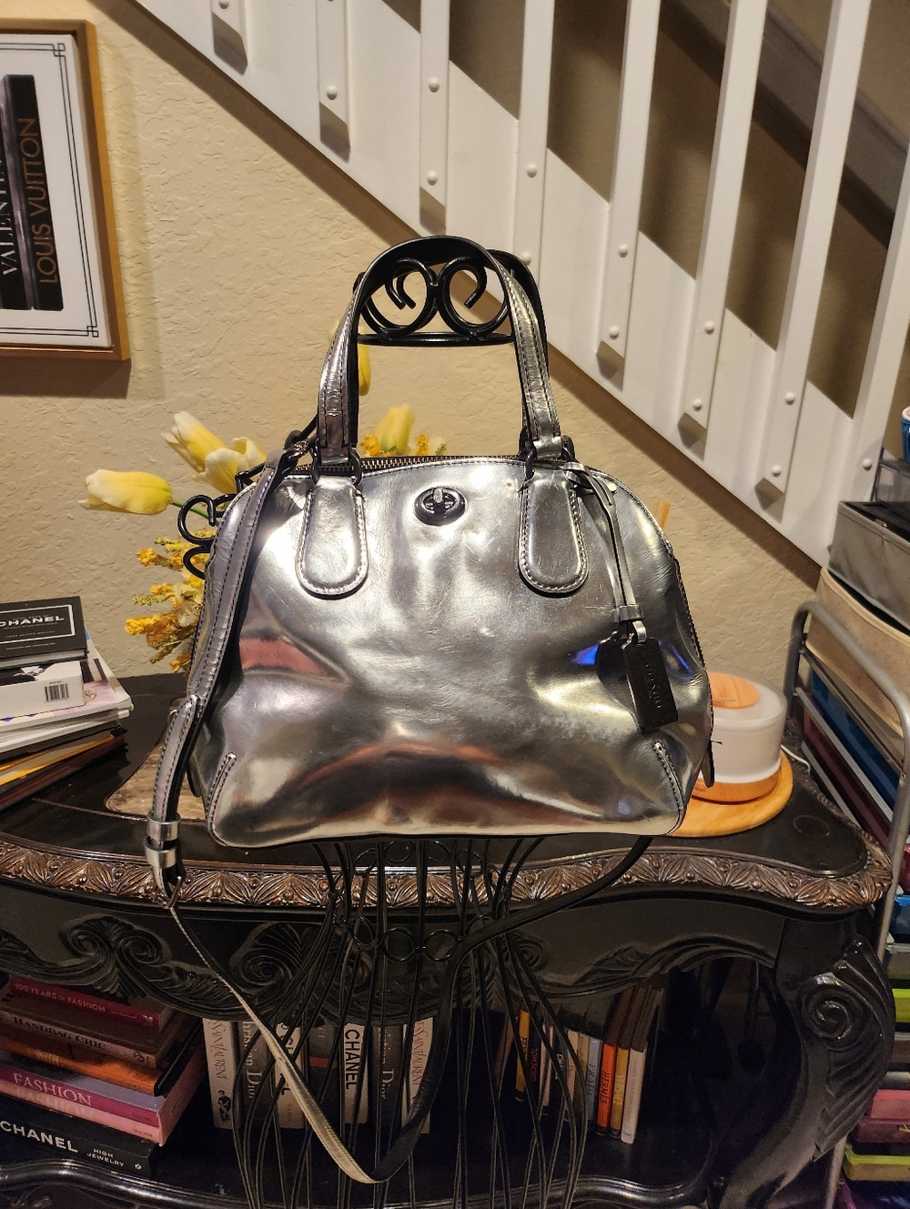 COACH Prince Street Mini Satchel in Mirror Metallic Leather with dust bag